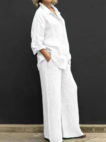 CD | Set bluză și pantaloni casual din in