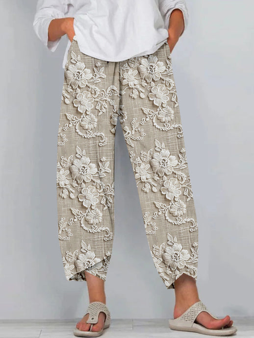 CD | Pantaloni relaxați cu imprimeu floral vintage