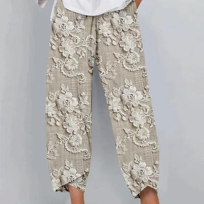 CD | Pantaloni eleganți cu elastic și cordon în talie