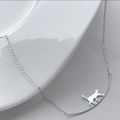 Climbing Cat Necklace In Silver