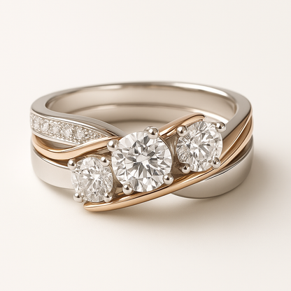 Vintage Gold & Silver Zirconia Ring