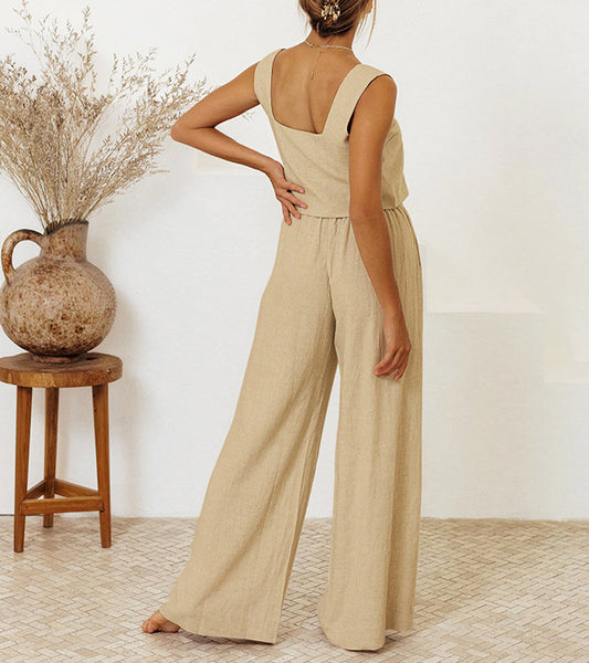 CD | Top minimalist și pantaloni cu picioare largi într-un set