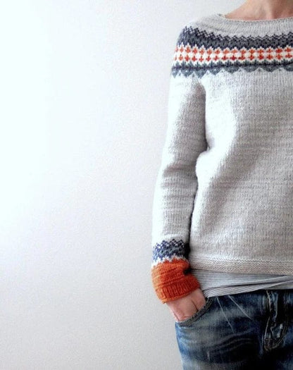 CD | Pulover gri în stil boho