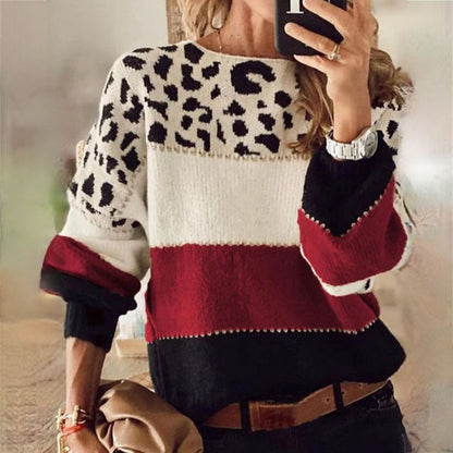 CD | Pulover elegant cu imprimeu leopard