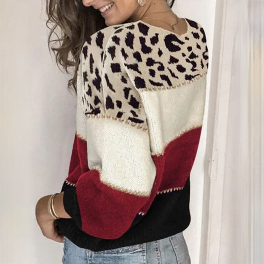 CD | Pulover elegant cu imprimeu leopard