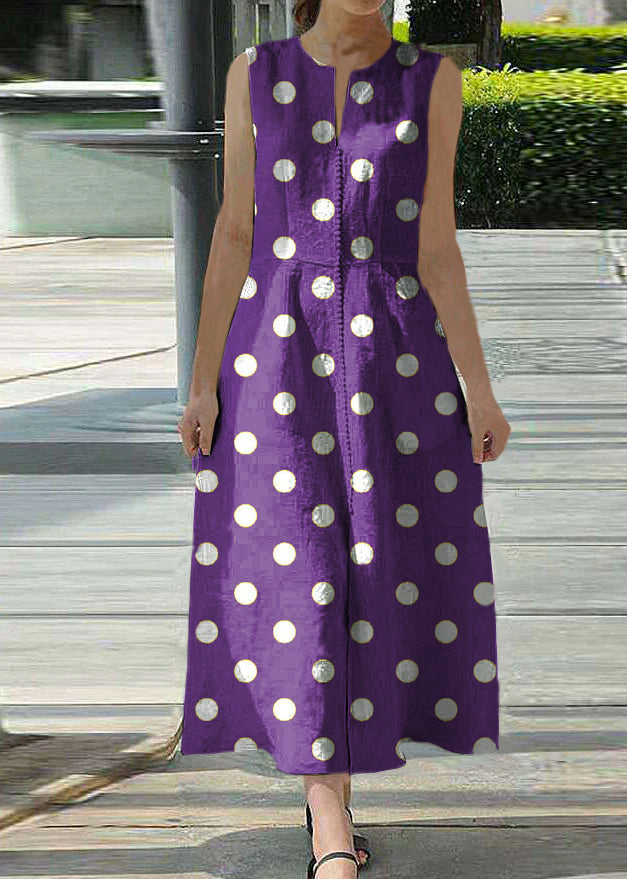 Color Sleeveless V-neck Back Zipper Pocket Dress