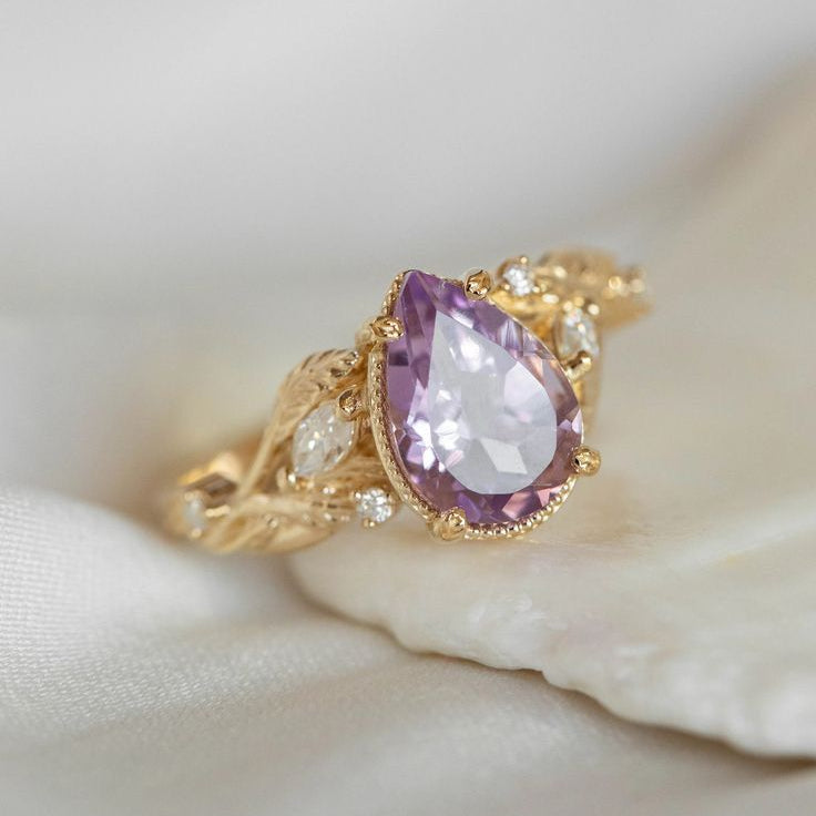 Violet Crystalline Drop Bright Ring