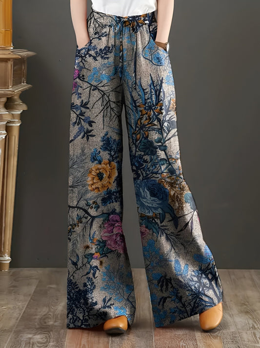 CD | Pantaloni largi cu model floral Effortless