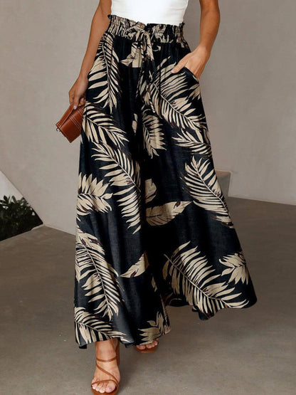 CD | Popular Plant Print Side Pocket pantaloni