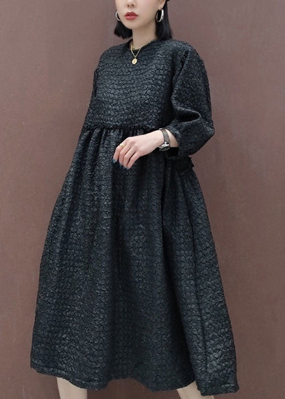 Black Mid Dress Cinched Half Sleeve