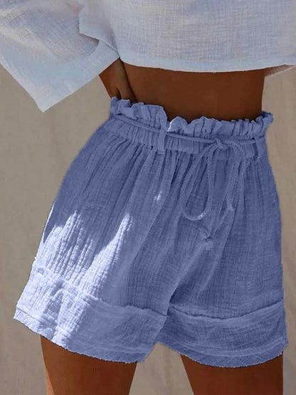 CD | Pantaloni scurți boho din amestec de bumbac alb