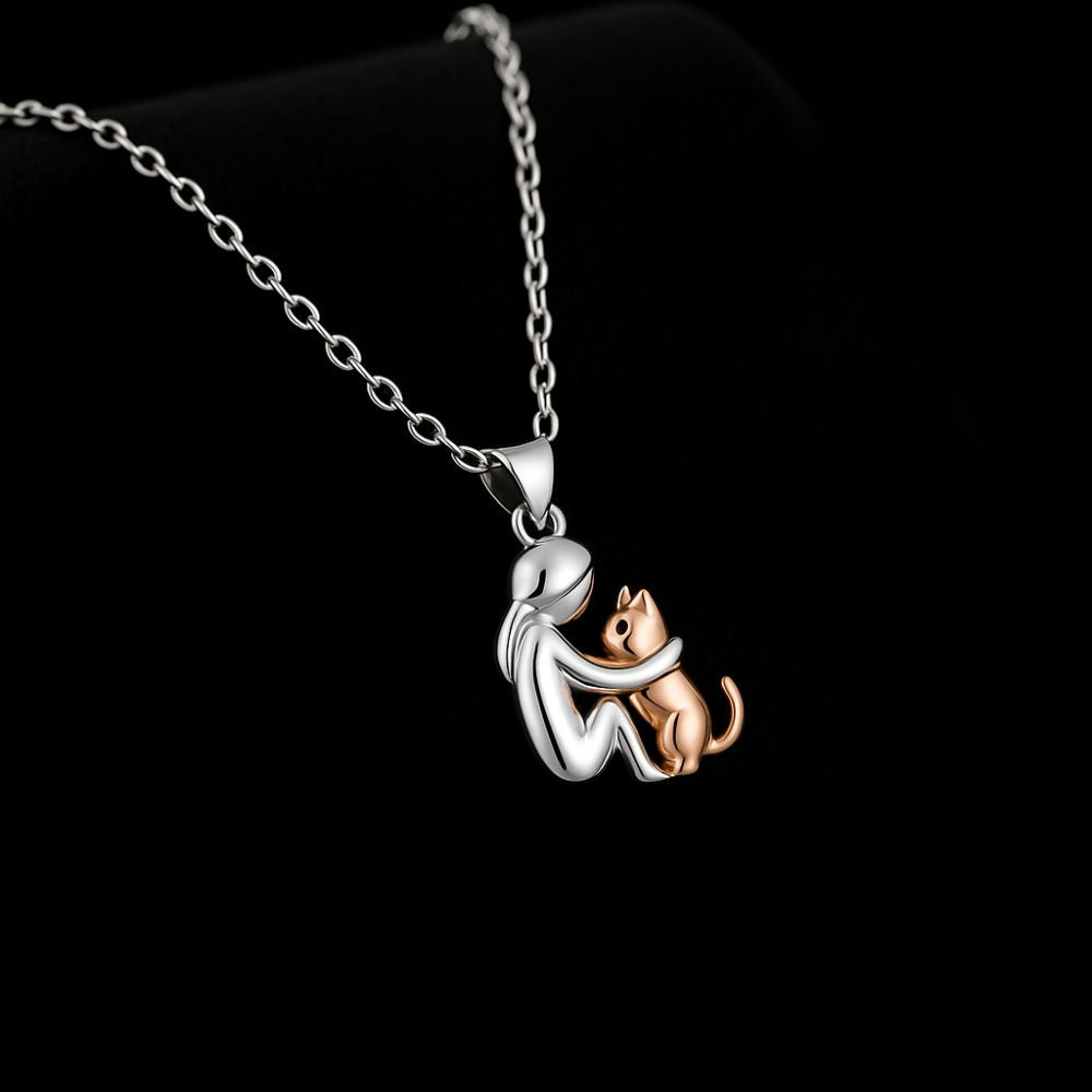 Cat Hug Pendant Necklace With Bonus Earrings ��� Offer