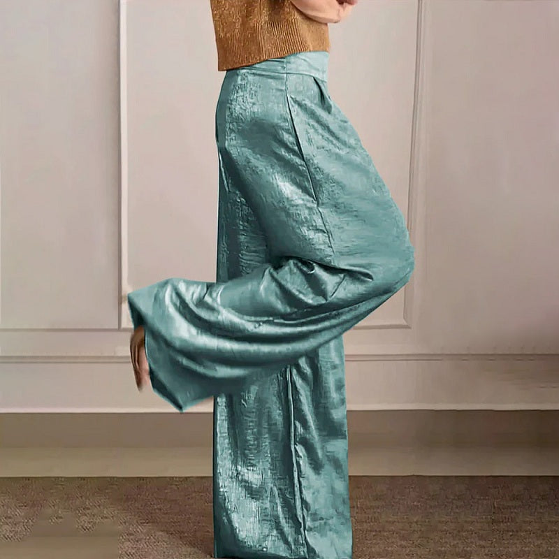 CD | Primăvară Pantaloni casual vintage în culori metalice pentru femei