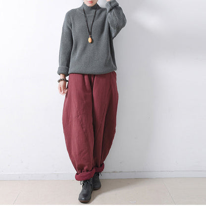 Gray Cozy Oversized Knit Sweaters Tops Warm Woman Winter Sweaters Classic