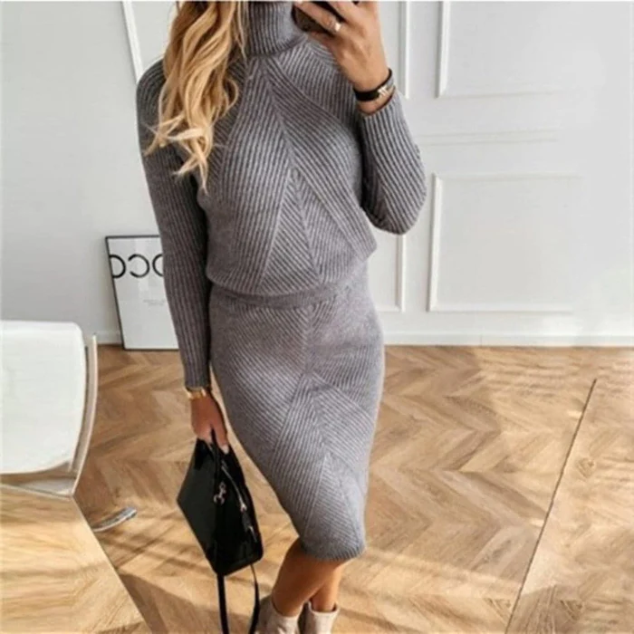 CD | Rochie confortabilă tricotată cu pulover