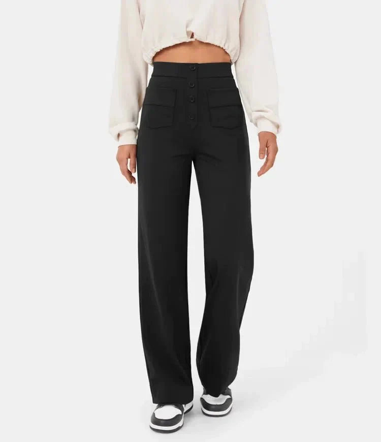 CD | Pantaloni casual, elastici, cu talie înaltă