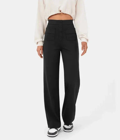 CD | Pantaloni casual, elastici, cu talie înaltă