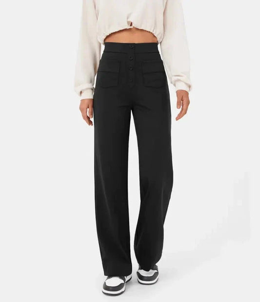 CD | Pantaloni casual, elastici, cu talie înaltă
