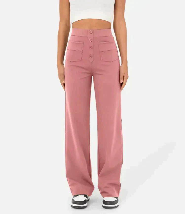 CD | Pantaloni casual eleganți cu talie înaltă și cordon elastic