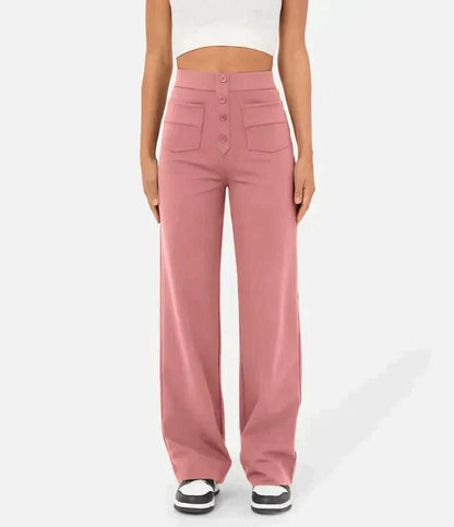 CD | Pantaloni casual eleganți cu talie înaltă și cordon elastic