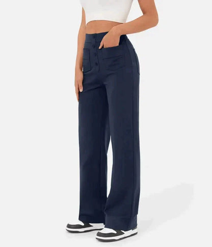 CD | Pantaloni casual eleganți cu talie înaltă și cordon elastic