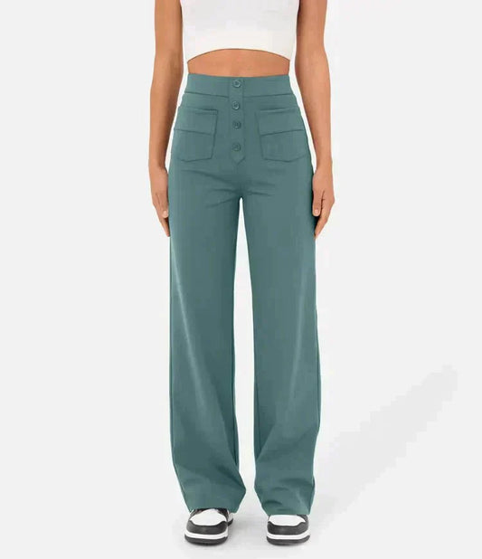 CD | Pantaloni casual eleganți cu talie înaltă și cordon elastic