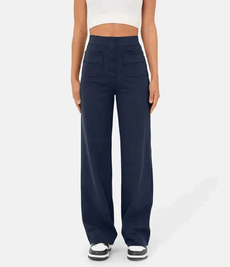 CD | Pantaloni casual, elastici, cu talie înaltă