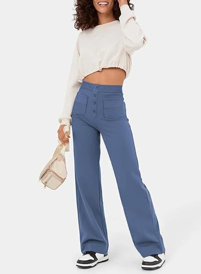 CD | Pantaloni casual eleganți cu talie înaltă și cordon elastic