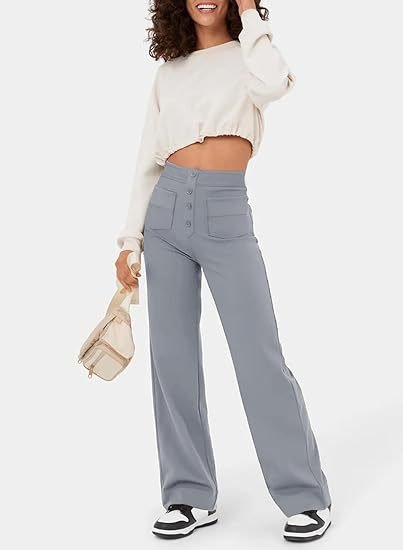 CD | Pantaloni casual eleganți cu talie înaltă și cordon elastic