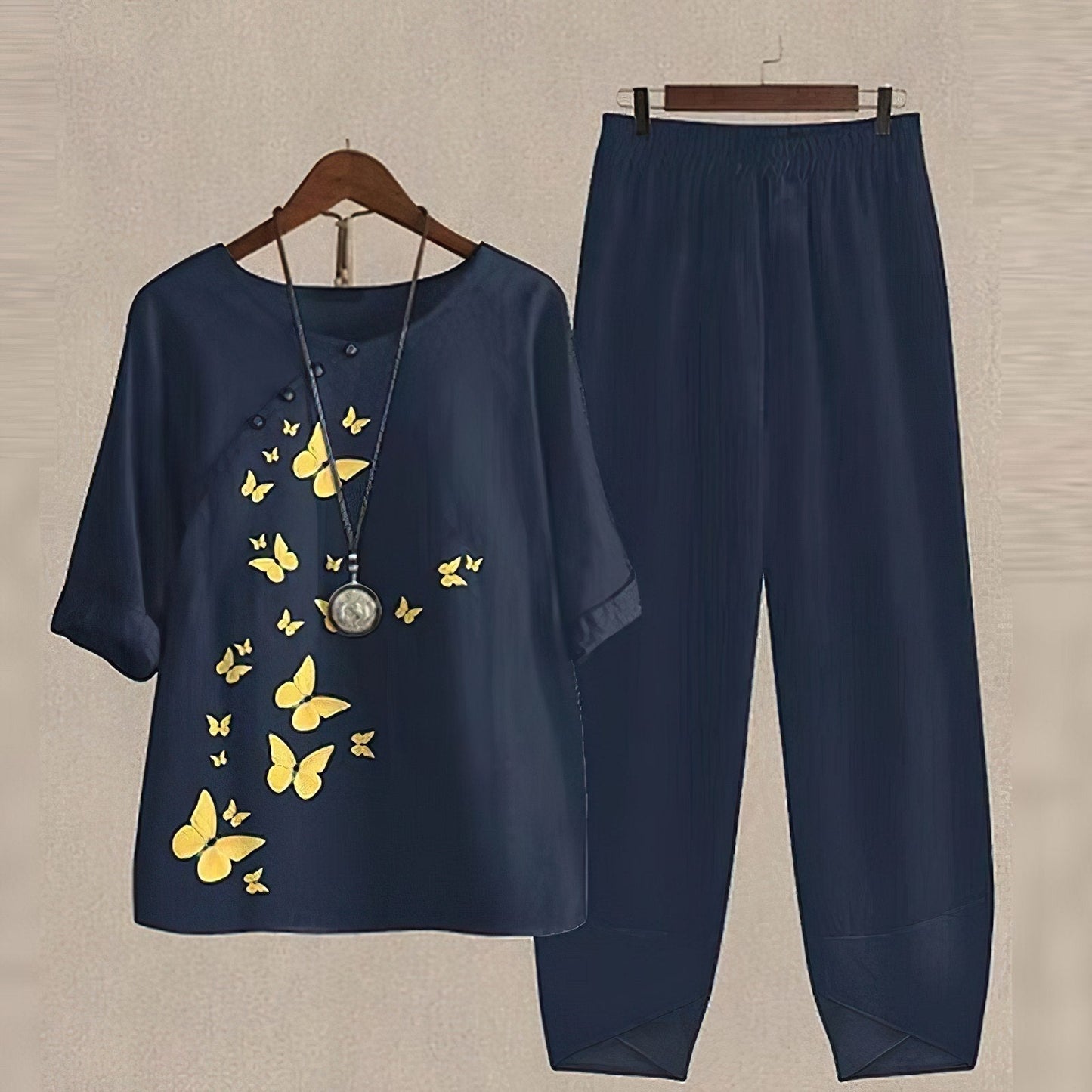 CD | Bluză elegantă și set de pantaloni pentru femei