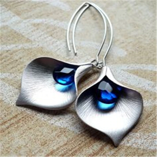 Blue Stone Earrings In Silver
