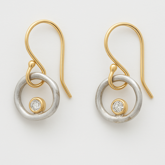 Vintage Gold & Silver Zirconia Earrings