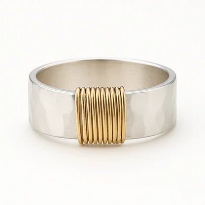 Vintage Golden Threads Silver Ring