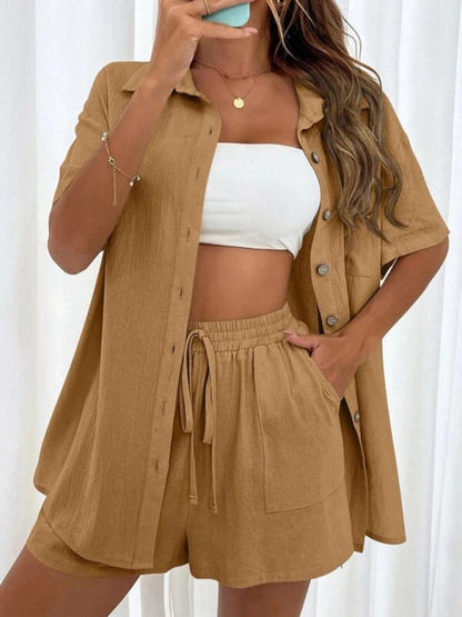 CD | Set casual polo și pantaloni scurți pentru femei