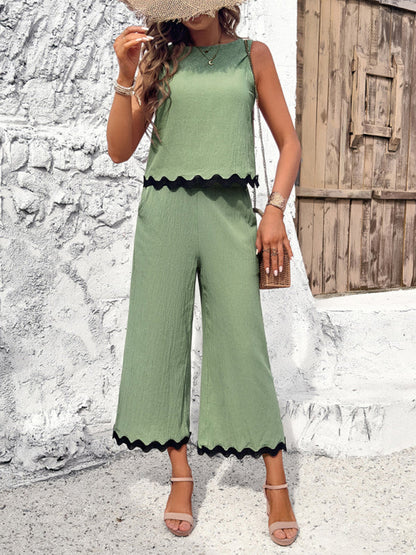 CD | Femeii nou temperament casual vestă pantaloni chingi costum