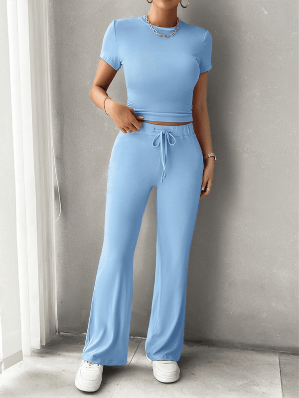 CD | Femeii Casual Fitted Crop Top Shirt și pantaloni Set