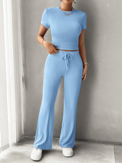 CD | Femeii Casual Fitted Crop Top Shirt și pantaloni Set