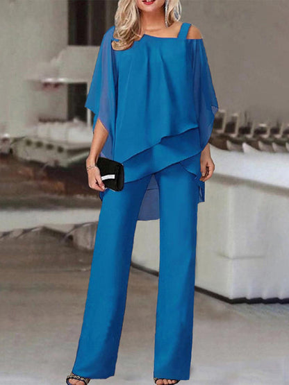 CD | Bluză elegantă cu jumătate de mânecă și set de pantaloni