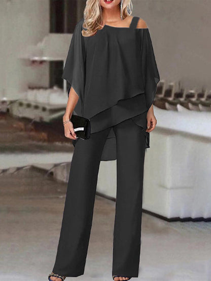 CD | Bluză elegantă cu jumătate de mânecă și set de pantaloni