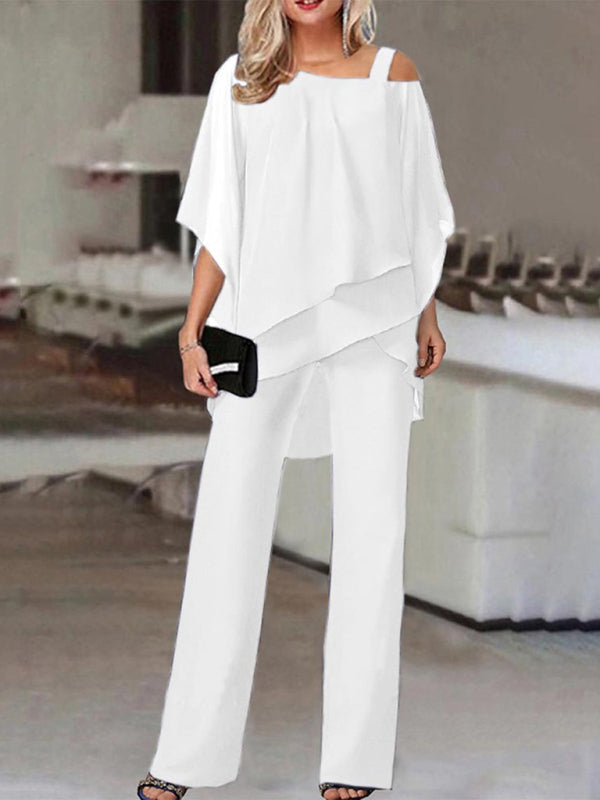 CD | Bluză elegantă cu jumătate de mânecă și set de pantaloni