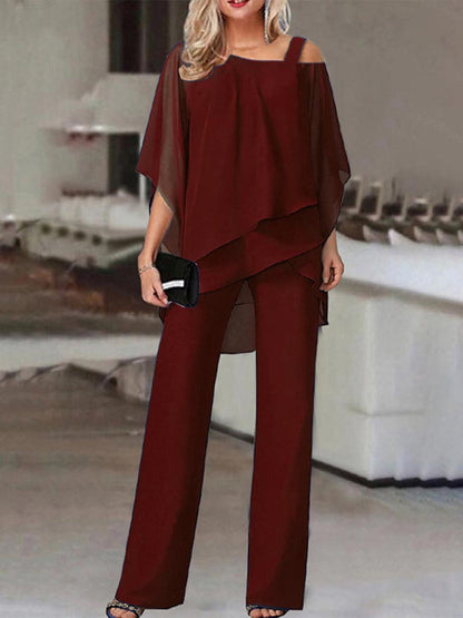 CD | Bluză elegantă cu jumătate de mânecă și set de pantaloni