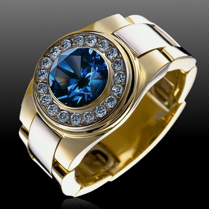 Blue Halo Signet Ring