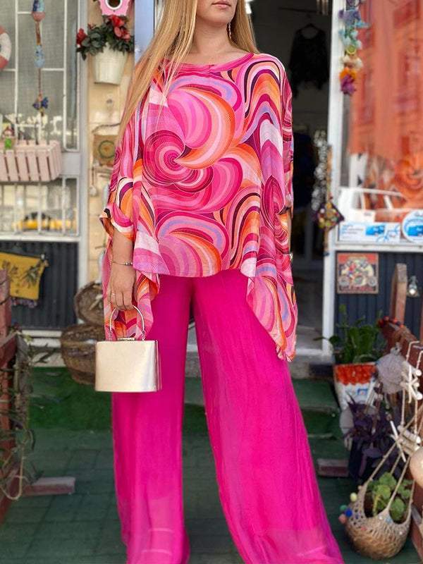 CD | Bluză colorată și set de pantaloni pentru femei