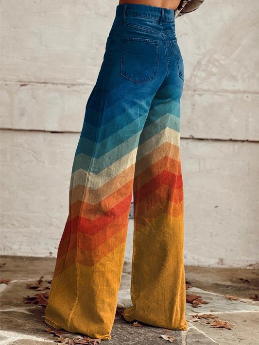 CD | BellaStyle™ Pantaloni curcubeu la modă, largi, pentru orice ocazie!