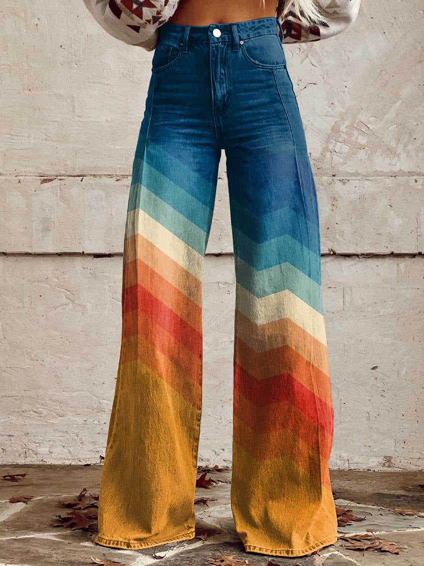 CD | BellaStyle™ Pantaloni curcubeu la modă, largi, pentru orice ocazie!