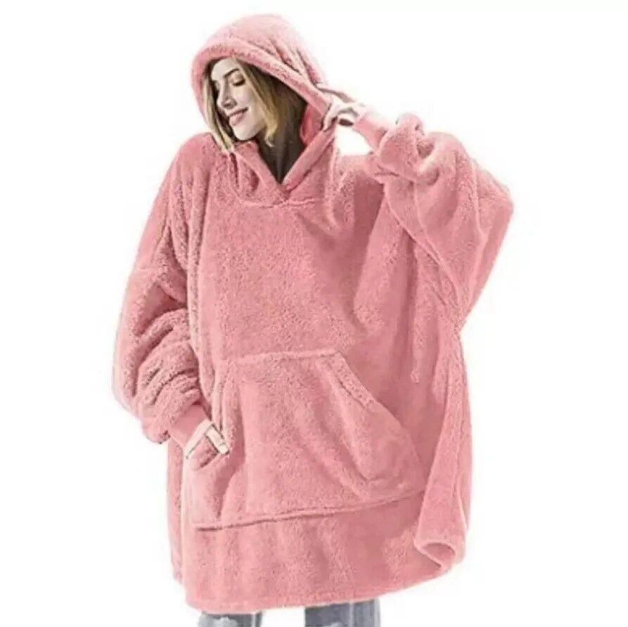 CD | Pulover polar cu glugă supradimensionat