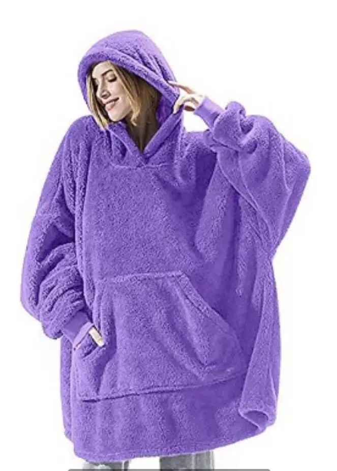 CD | Pulover polar cu glugă supradimensionat