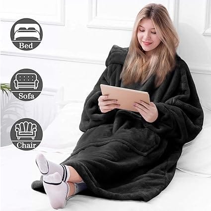 CD | Pulover polar cu glugă supradimensionat