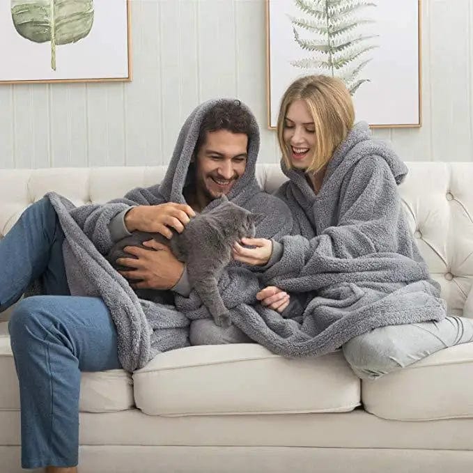 CD | Pulover polar cu glugă supradimensionat