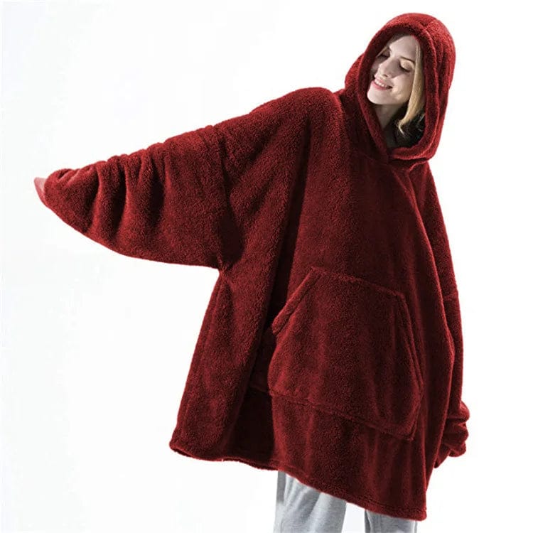 CD | Pulover polar cu glugă supradimensionat